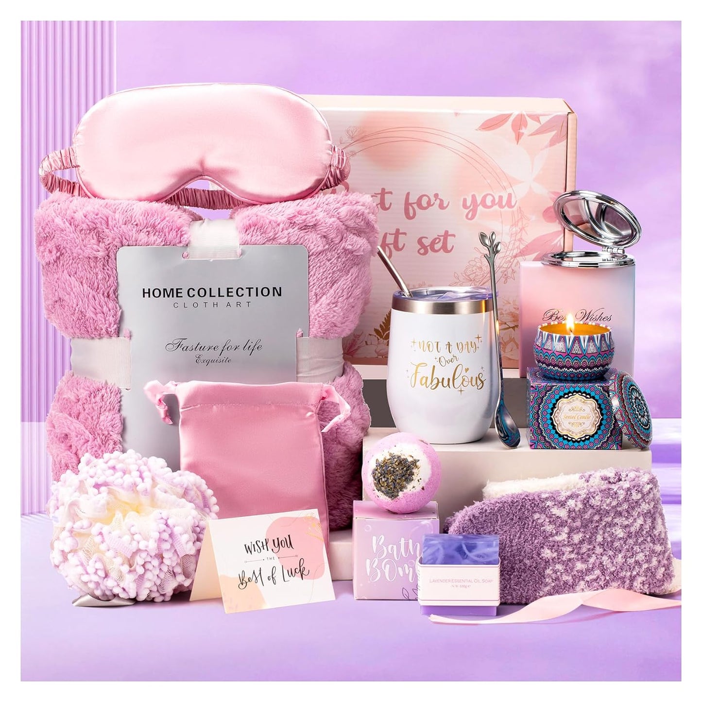 Unique Valentine's Day/Occasion Gift Sets for Women - Get Well Soon Spa Gift Basket for Friend, Mother, Wife, Sister. Relaxation Gifts for Her.