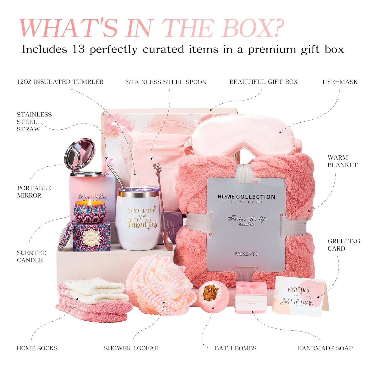 Unique Valentine's Day/Occasion Gift Sets for Women - Get Well Soon Spa Gift Basket for Friend, Mother, Wife, Sister. Relaxation Gifts for Her.