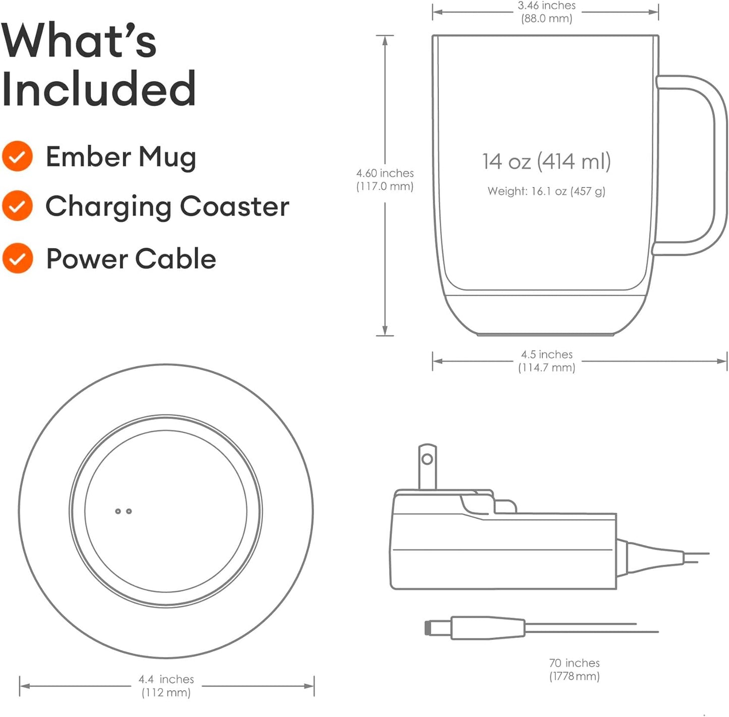 Temperature Control Smart Mug 2, 14 Oz Heated Coffee Mug, App-Controlled 