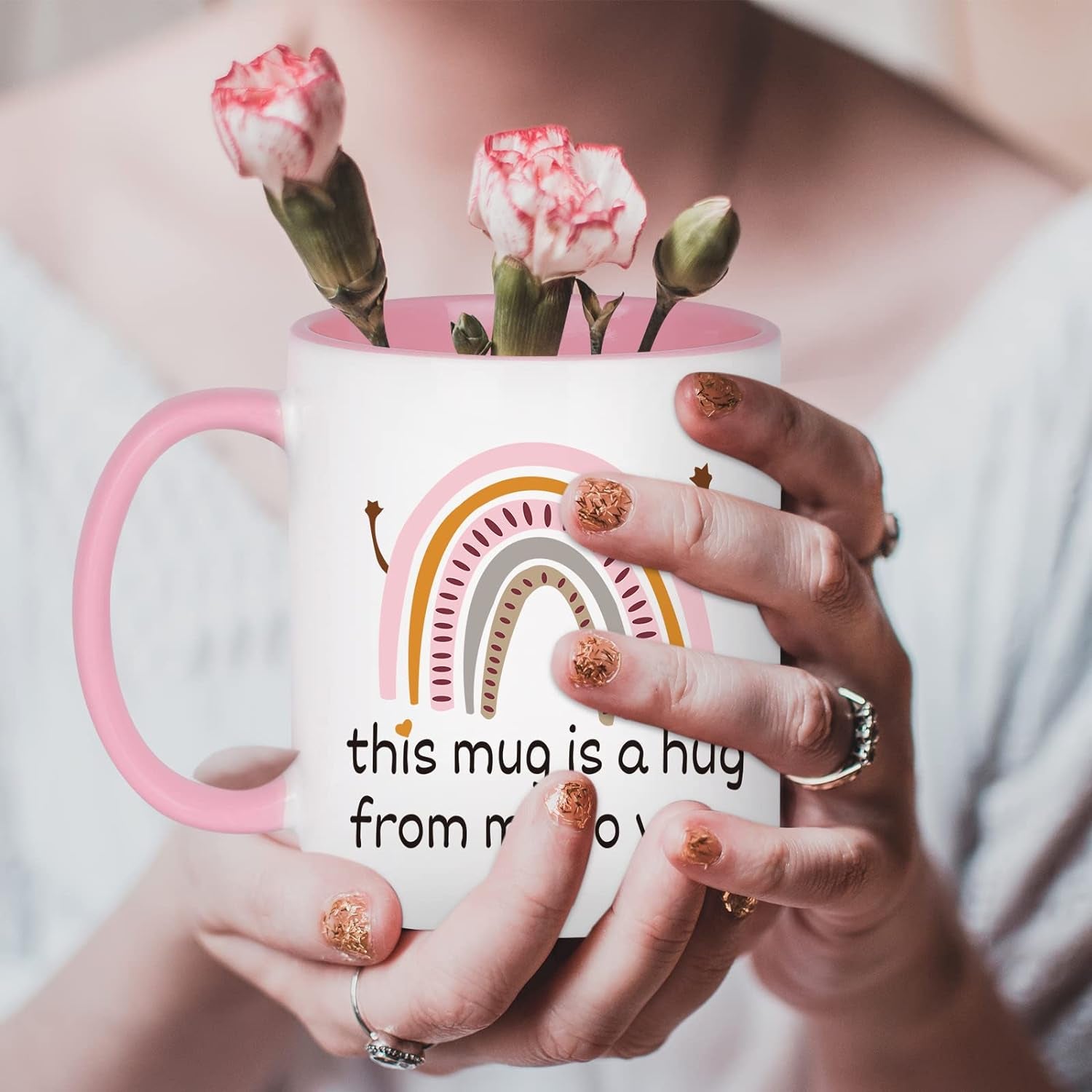 Valentine/Friendship Gifts, Gift for Best Friend, This Mug Is a Hug from Me to You, Encouragement Inspirational Gifts for Women, Birthday Mothers Day Christmas Gifts for Mom Coworker, Hug Mug, 11Oz