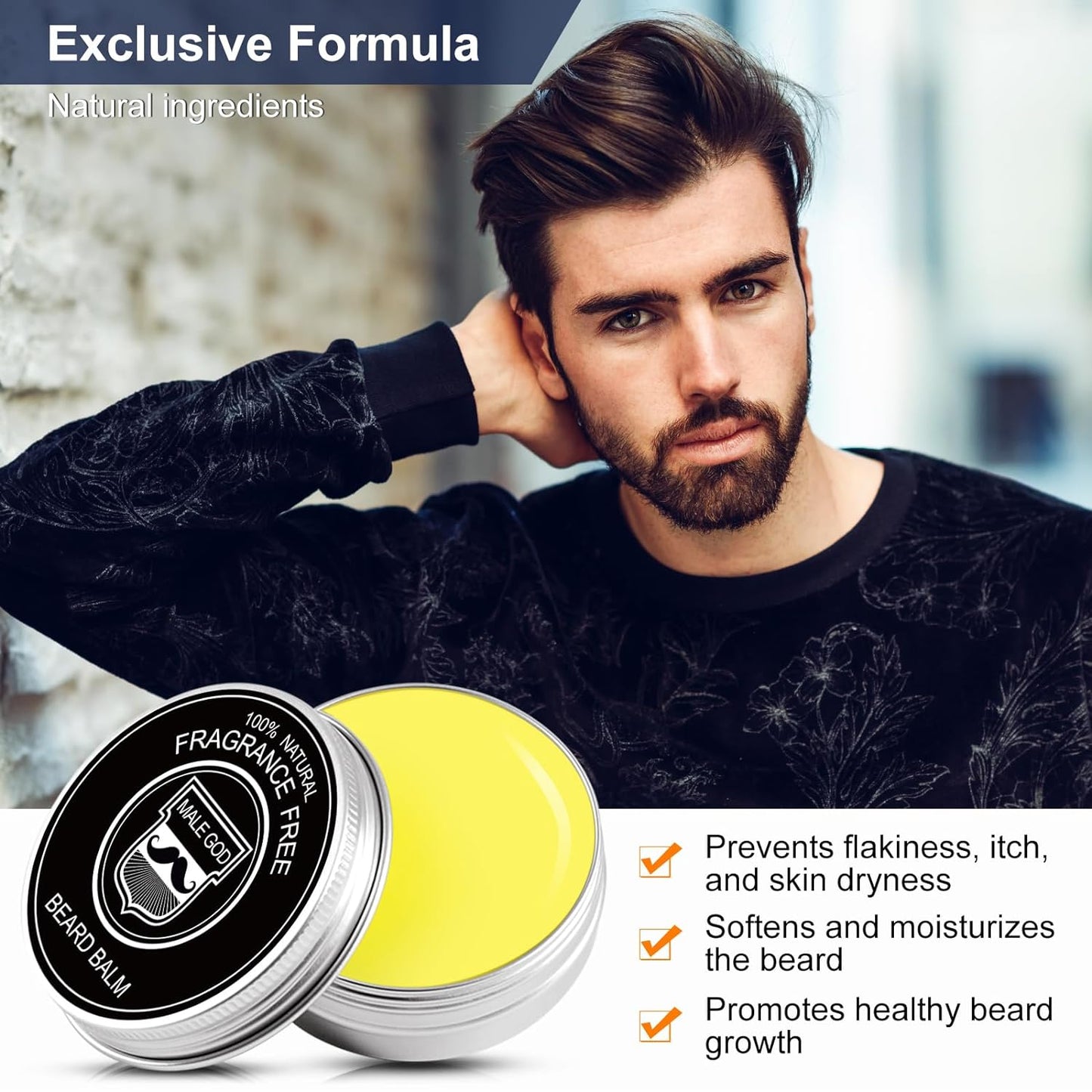 Beard Growth Kit - Beard Kit for Men W/Beard Growth Oil(2 Pack), Beard Balm, Beard Comb, Beard Kit for Spot/Patchy Beard, Birthday &Valentines Gifts for Him Men Boyfriend Husband